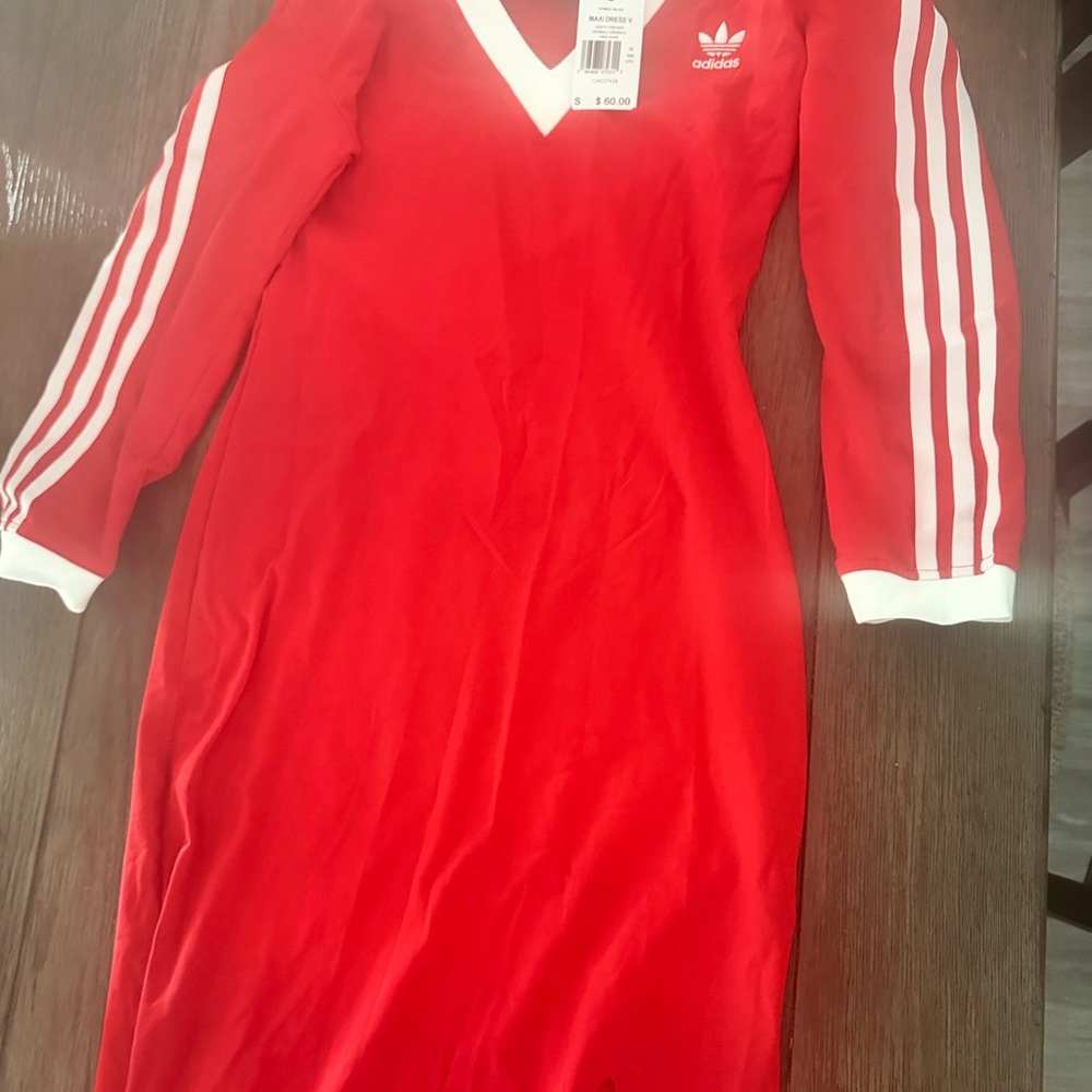 Adidas Red Long Sleeve Dress